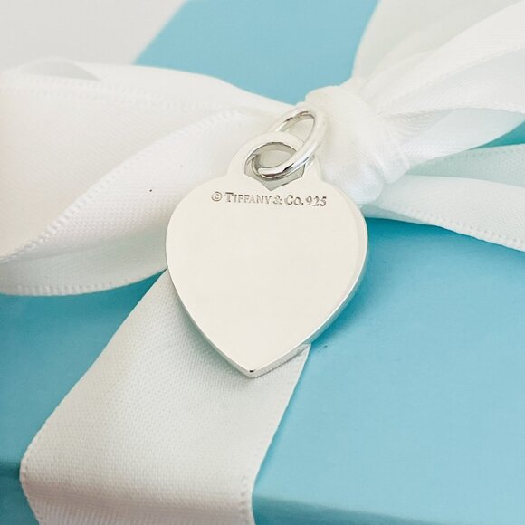Tiffany & Co Sterling Silver Engravable Blank Heart Tag Charm or Pendant GENUINE - Picture 4 of 8